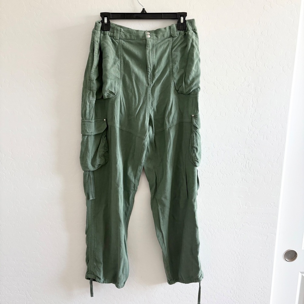 Anthropologie Sage Green Cargo Utility Pants Elastic Waist Size S Relaxed Fit‎ - Picture 3 of 11